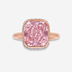 5ct Flawless Pink Radiant Diamond Bezel Ring