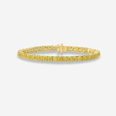 Fancy Yellow Cushion Diamond Tennis Bracelet