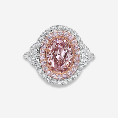 2 Carat Pink Oval Diamond Ring