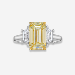 3 Carat Yellow Emerald Diamond Engagement Ring