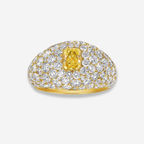 Fancy Intense Yellow Radiant Diamond Pave Dome Ring