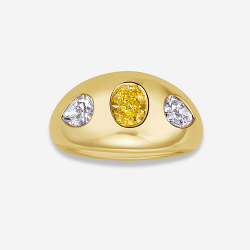 Fancy Vivid Yellow Diamond Bezel Dome Ring
