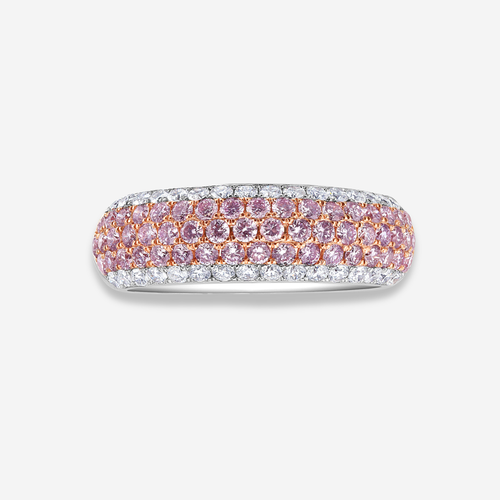 Pink and White Diamond Five Row Half Eternity Ring