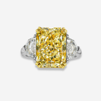 3.5ct Fancy Yellow Elongated Radiant Diamond Engagement Ring