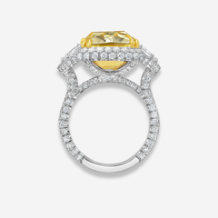 13ct Fancy Intense Yellow Elongated Cushion Diamond Ring