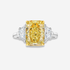 3.5ct Fancy Yellow Elongated Radiant Diamond Engagement Ring