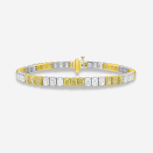 12.5 Carat 3:3 Yellow and White Diamond Tennis Bracelet