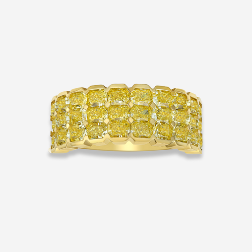 Three Row Yellow Diamond Half Eternity Band