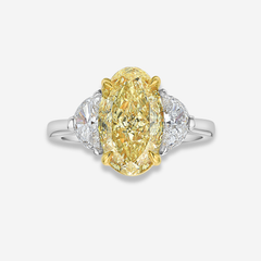 3ct Fancy Intense Yellow Oval Diamond Engagement Ring