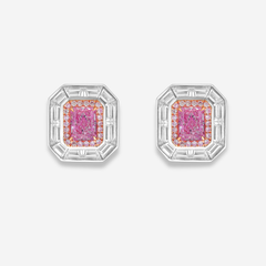 Pink Elongated Radiant Diamond Studs