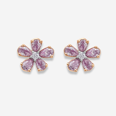 Light Pink Diamond Flower Studs