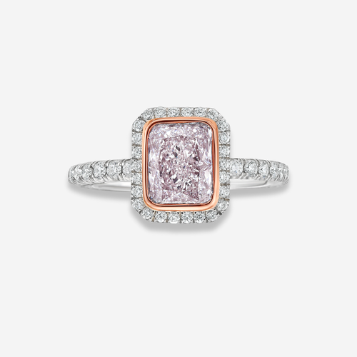 Pink Elongated Radiant Diamond Engagement Ring