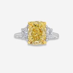 4.02ct Fancy Yellow Cushion Diamond Engagement Ring