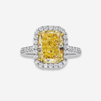 3ct Fancy Yellow Cushion Diamond Halo Engagement Ring