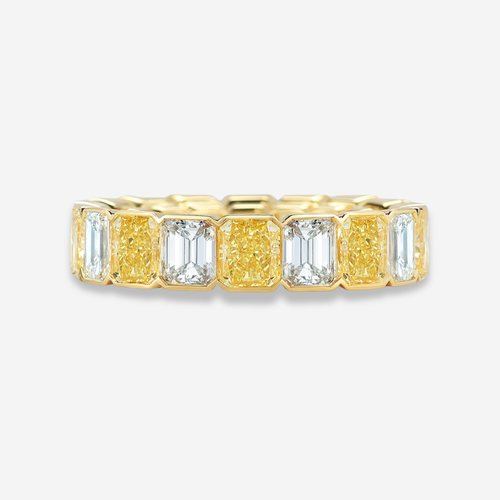 Alternating Fancy Yellow and White Diamond Eternity Band