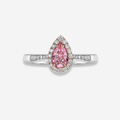 Half Carat Light Pink Pear Diamond Ring