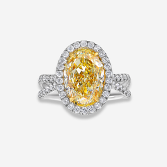 4.53ct Light Yellow Oval Diamond Engagement Ring