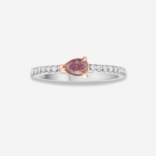 Fancy Pink Pear Diamond Stackable Ring