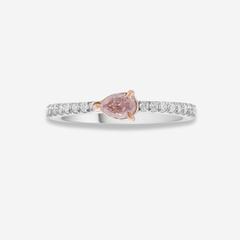 Fancy Pink Pear Diamond Stackable Ring