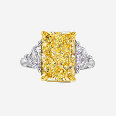 5.13 Carat Fancy Yellow Elongated Radiant Diamond Engagement Ring