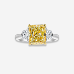 3.96ct Fancy Yellow Radiant Diamond Engagement Ring