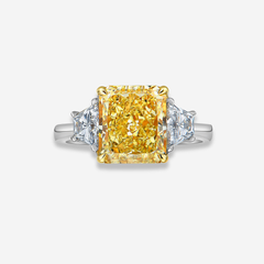 3ct Fancy Yellow Elongated Radiant Diamond Engagement Ring