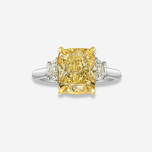 3ct Fancy Light Yellow Cushion Diamond Engagement Ring