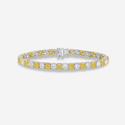 11ct Alternating Yellow and Colorless Diamond Tennis Bracelet