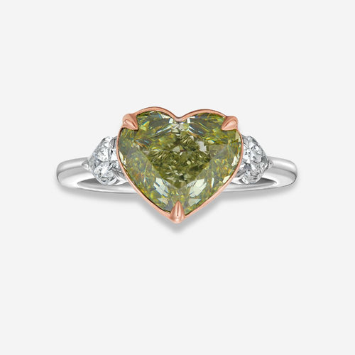 3 Carat Green Heart Diamond Engagement Ring