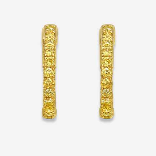 1 Carat Yellow Round Diamond Mini Hoop Earrings