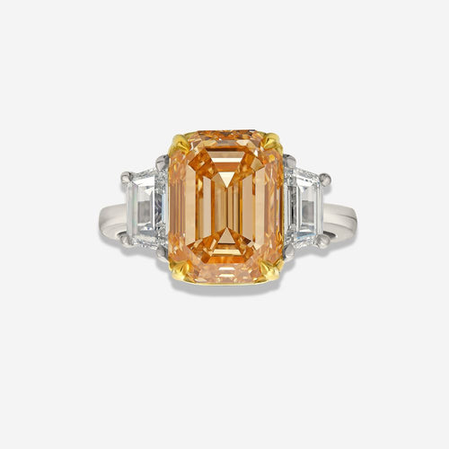 5 Carat Champagne Emerald Diamond Engagement Ring