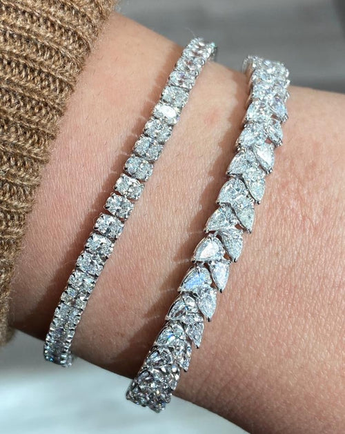 10.48 Carat Total 78 Pear Shape Diamonds D-F Color VVS-VS Clarity Handmade in 18k White Gold