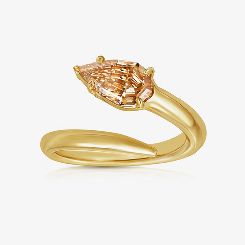 Champagne Diamond Gold Spiral Ring