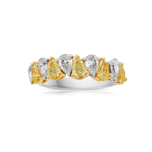Alternating Fancy Yellow and White Diamond Eternity Band, GIA Certifed.