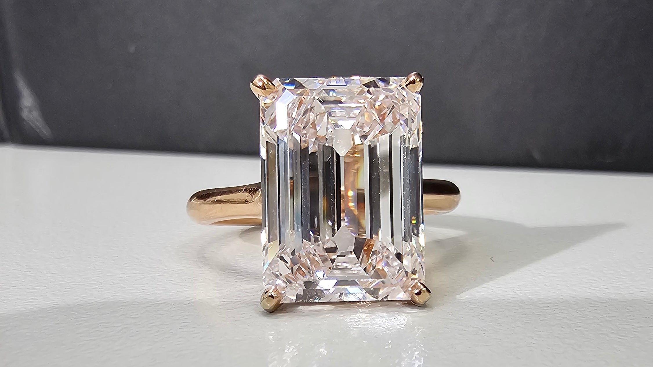 pink emerald cut diamond