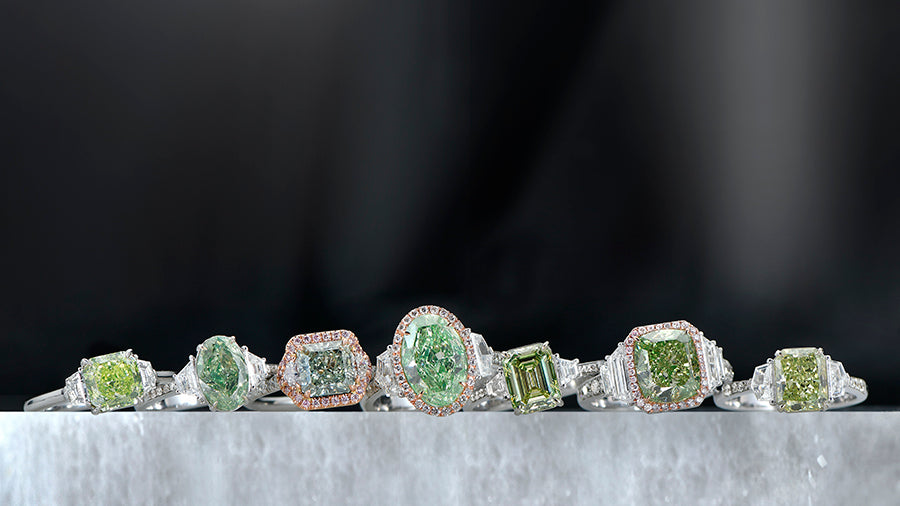 Natural green diamond rings that are unique engagement rings