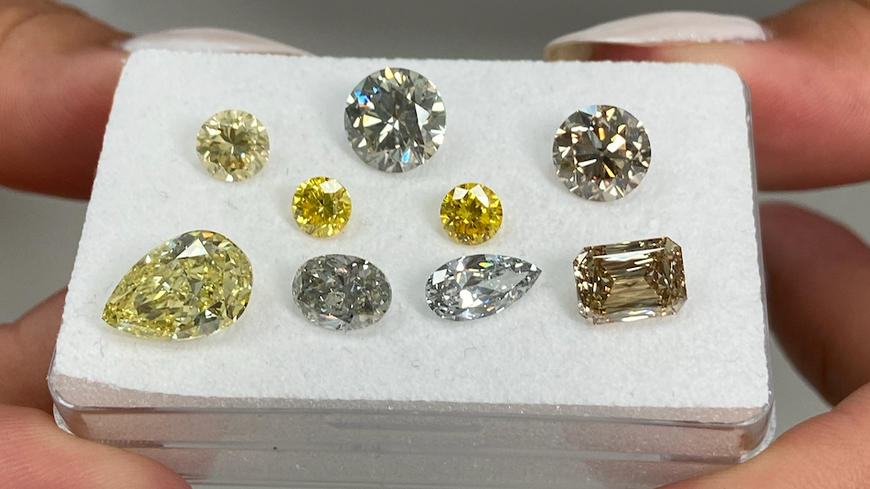 yellow gray and champagne brown diamonds