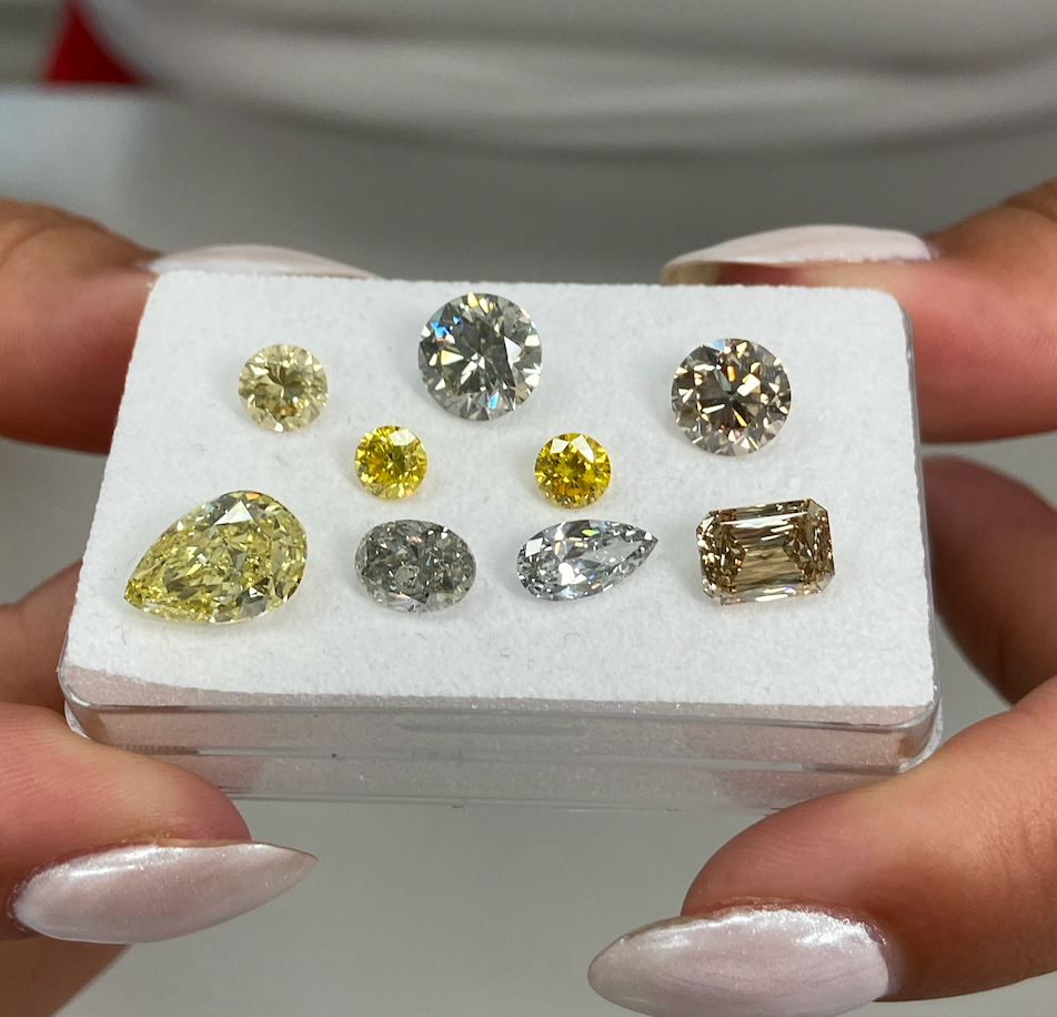 yellow gray and champagne brown diamonds
