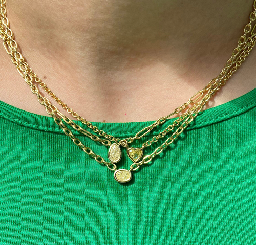 Bezel Yellow Diamond Necklaces- N