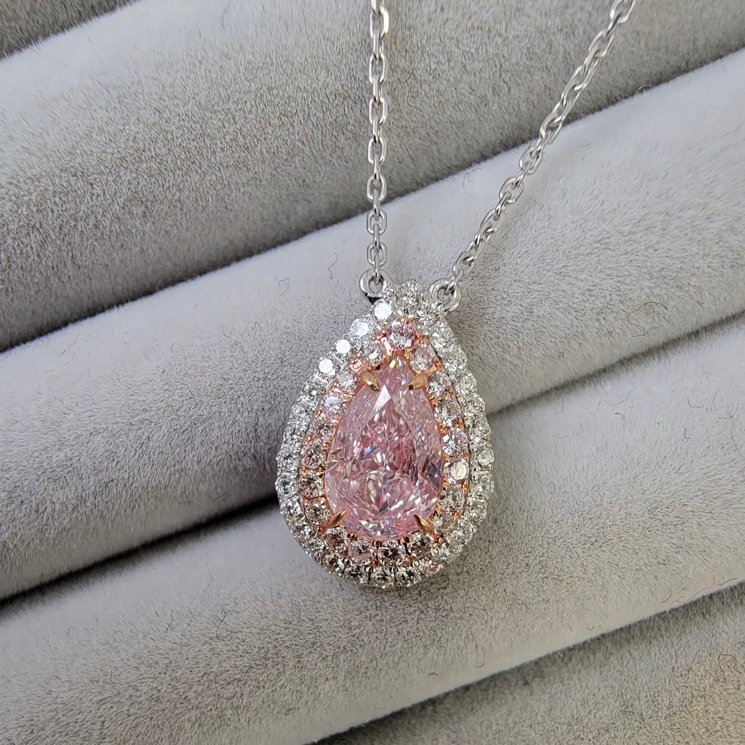 Light Pink Pear diamond pendant by Rare Colors by Namdar, New York City