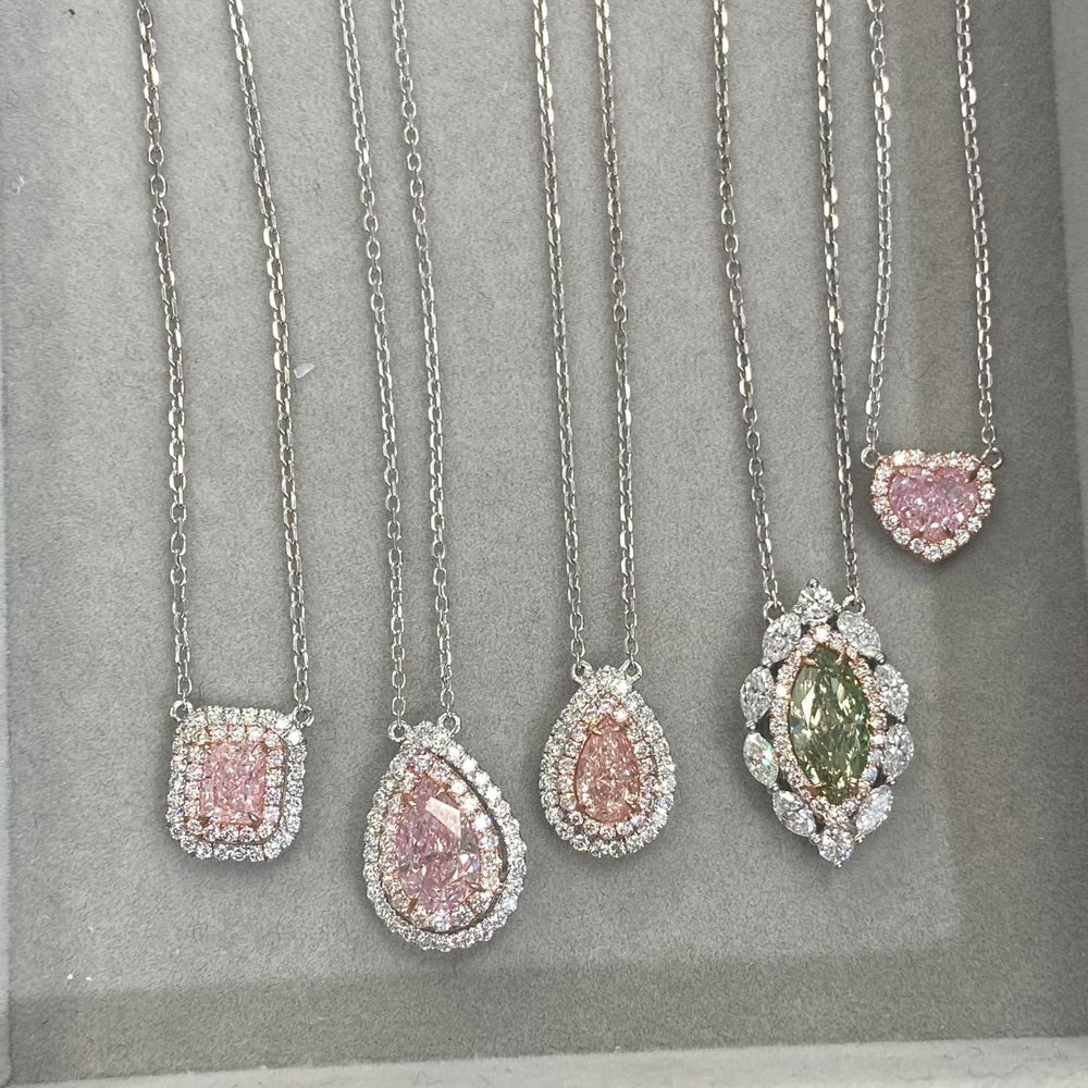 Natural Light Pink Pear diamond pendant — Rare Colors by Namdar NYC