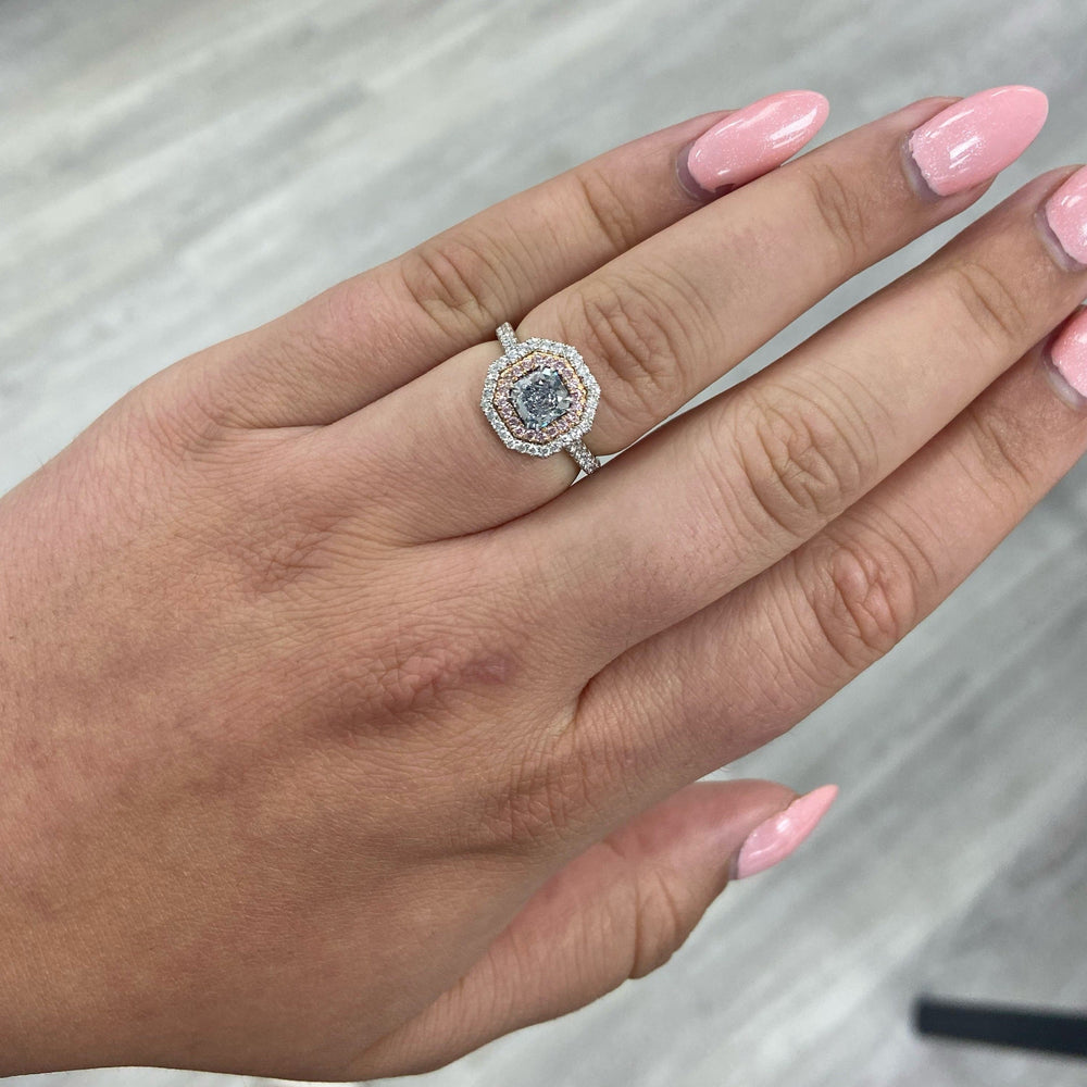 GIA certified light Blue Diamond Ring. Blue Diamond jewelry