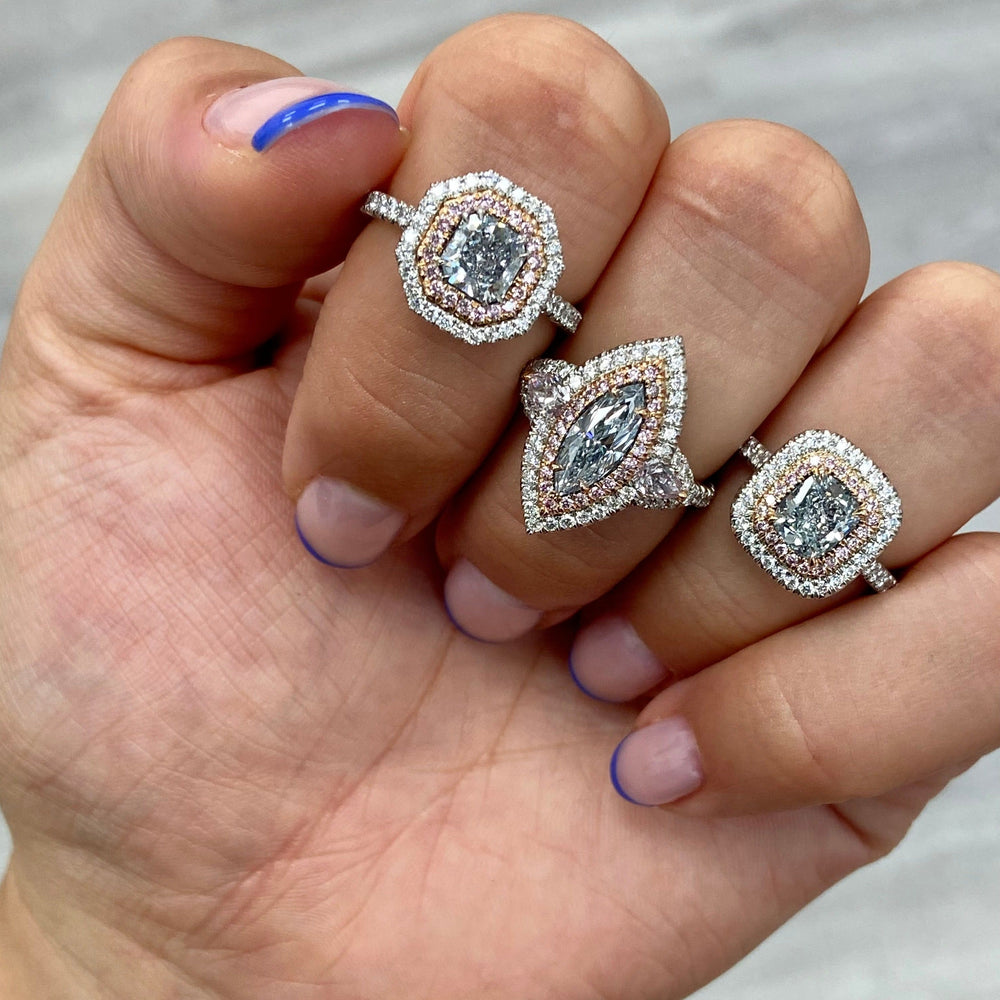 GIA certified light Blue Diamond Ring. Blue Diamond jewelry
