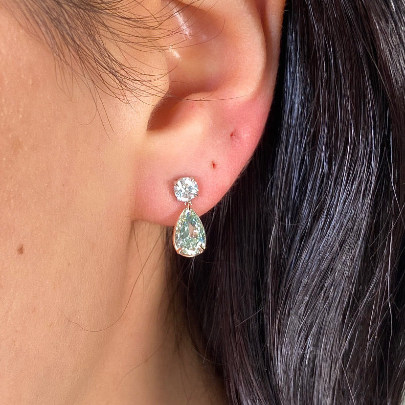 Natural Green diamond drop earrings — Rare Colors by Namdar NYC