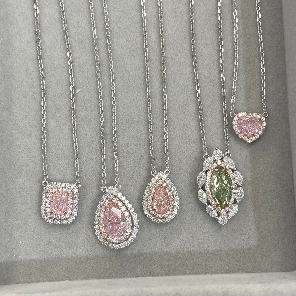 1ct Light Pink Pear diamond pendant by Rare Colors by Namdar, New York City