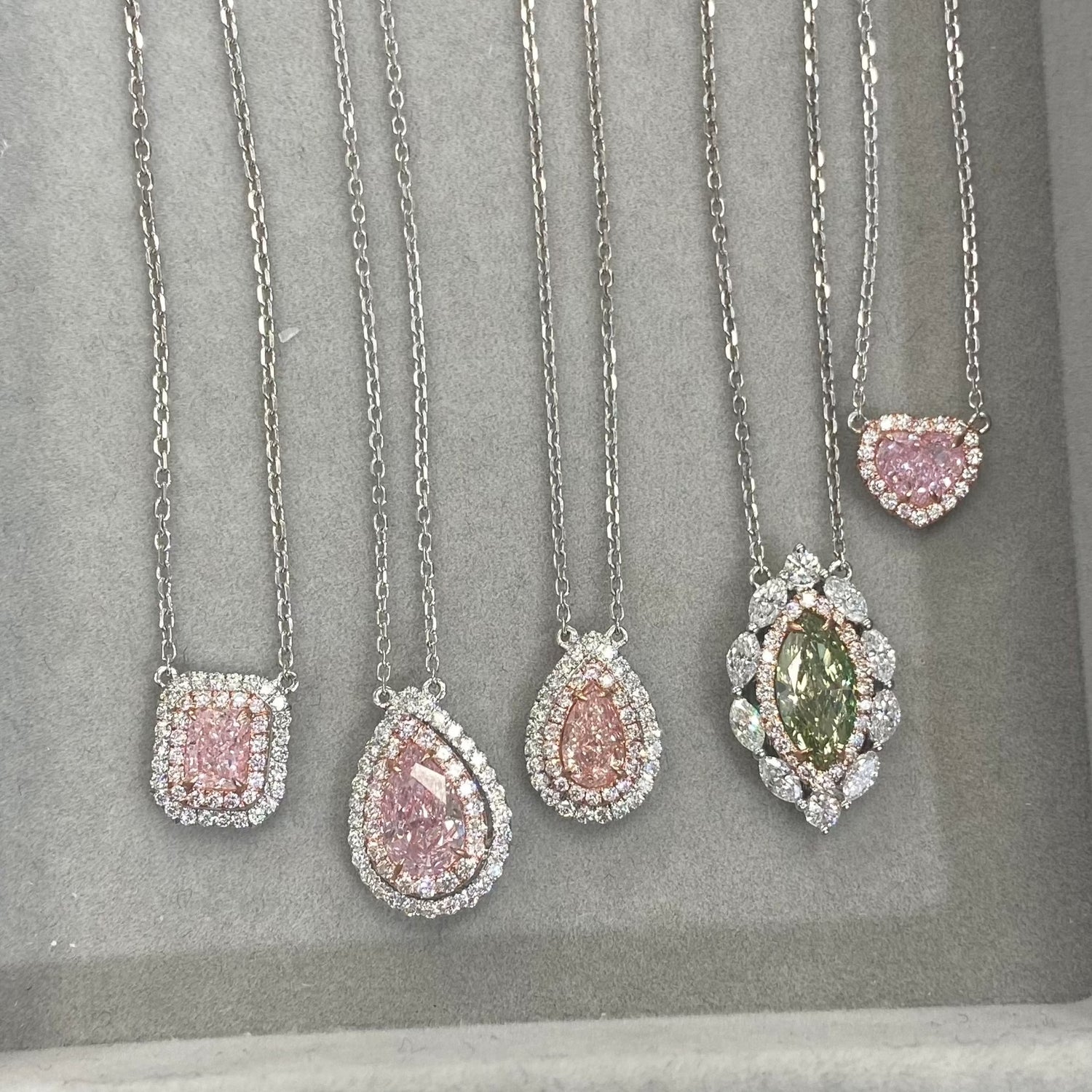 1ct Light Pink Pear diamond pendant by Rare Colors by Namdar, New York City