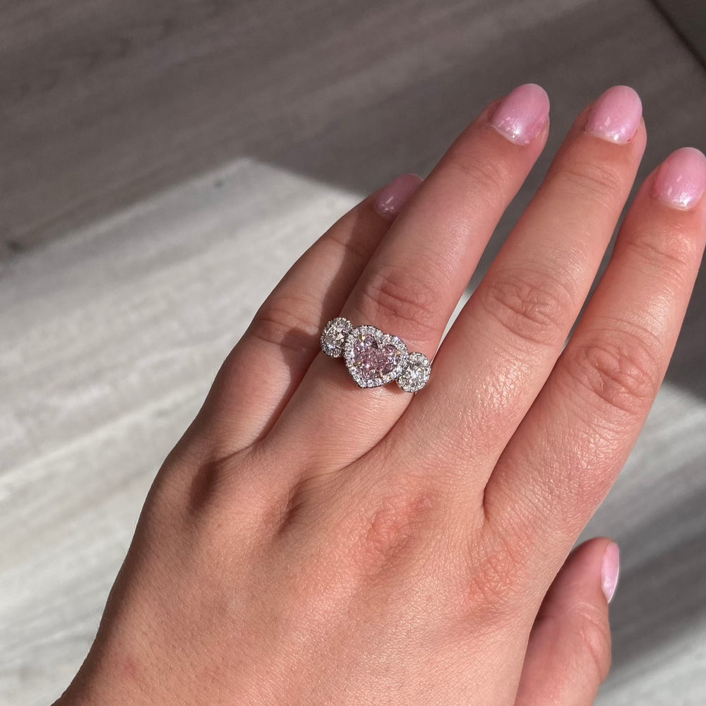 1.37ct Light Pink Heart diamond ring, handcrafted by Rare Colors by Namdar
