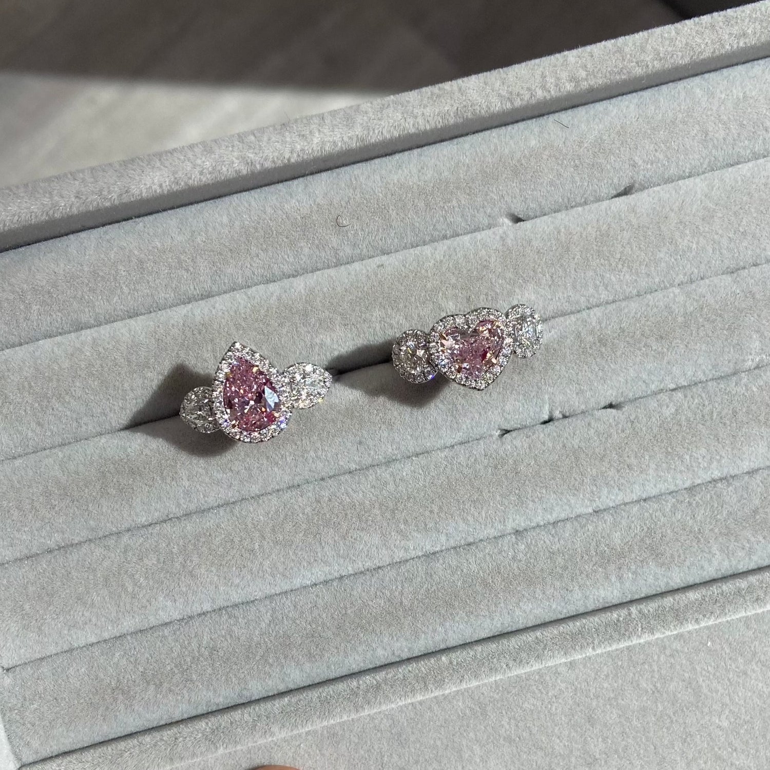 1.57ct Light Pink Pear diamond ring, handcrafted by Rare Colors by Namdar