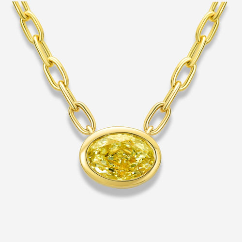 2 Carat Light Yellow Oval Diamond Pendant
