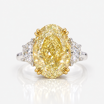 11.07ct GIA Light Yellow Oval Diamond Three Stone Engagement Ring